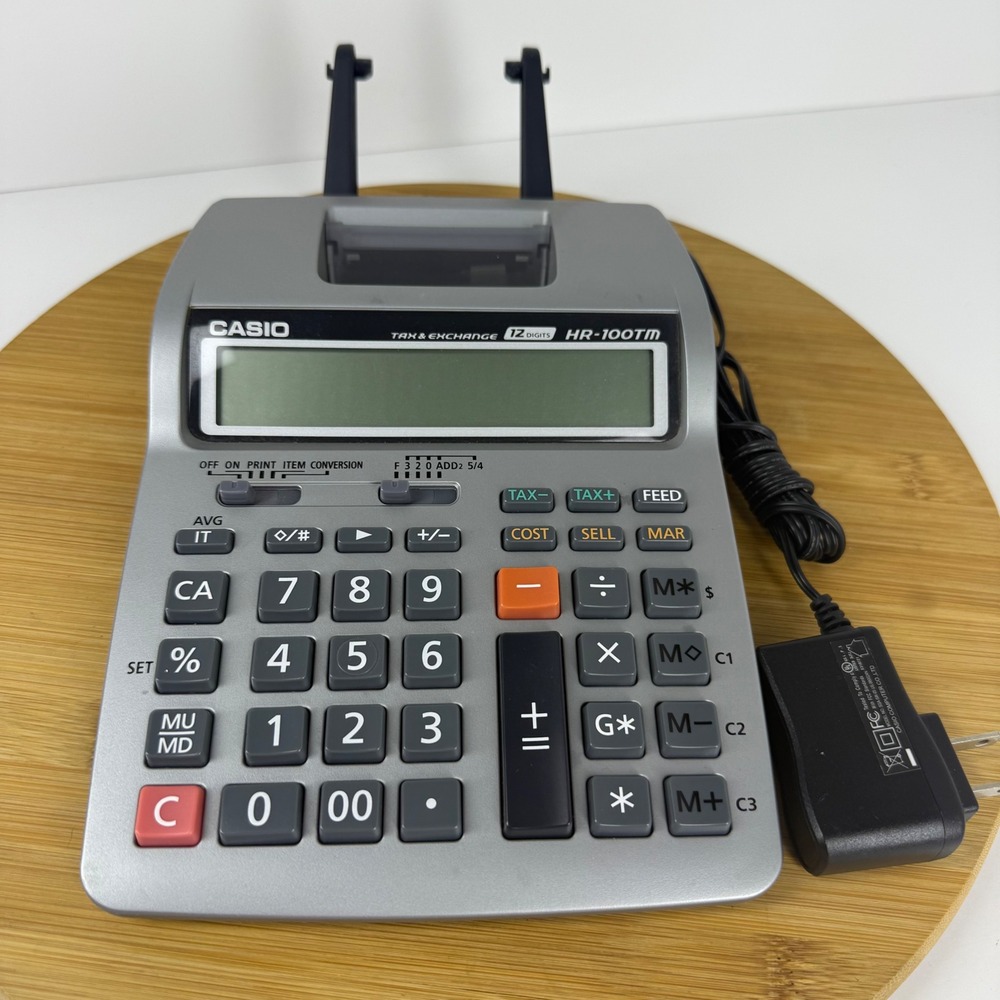 Casio HR-100TM‎ Tax & Exchange 12-Digit Printing Calculator Tested with Adapter
